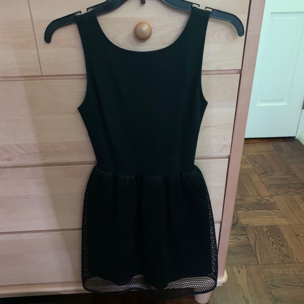 aqua black lace tiered dress